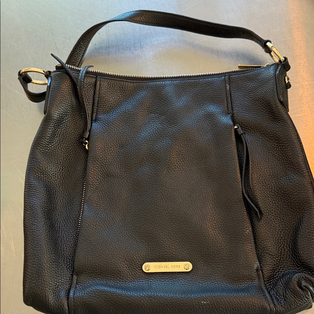 Michael Kors Black Hobo Bag with Gold Accents